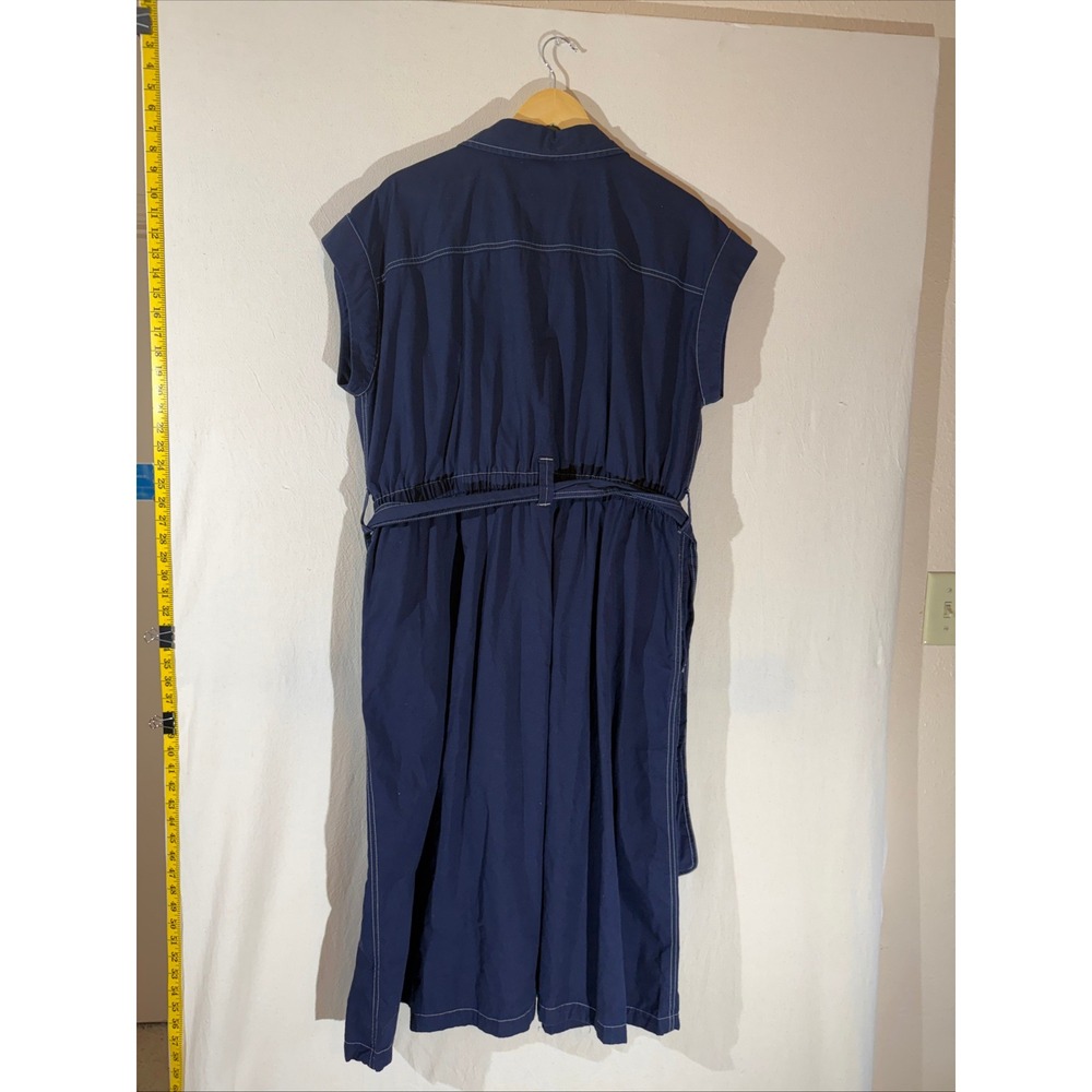 Free Assembly Shirt Dress Womens XL Navy Utility Midi Belted Cotton Lagenlook - Picture 5 of 8